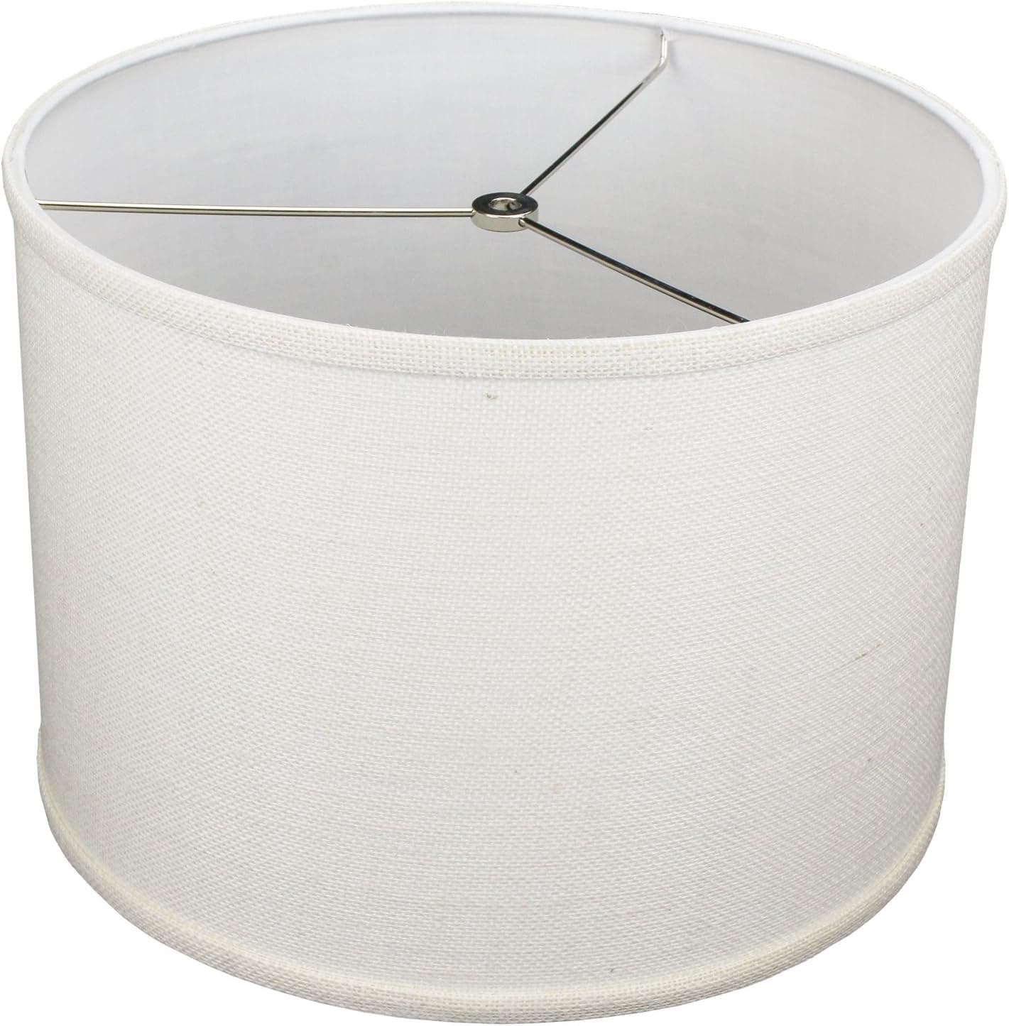 FenchelShades.com 14" Top Diameter x 14" Bottom Diameter 10" Height Cylinder Drum Lampshade USA Made (Burlap Off White)