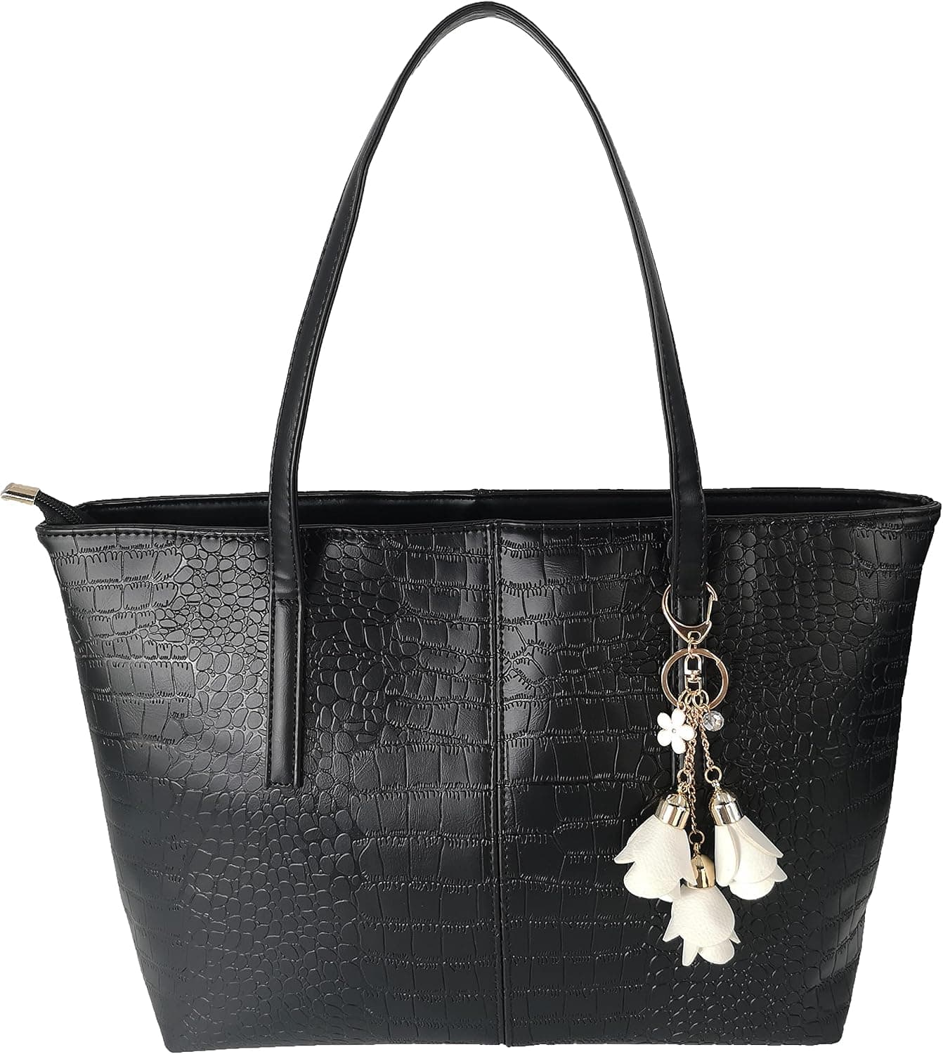 Hirooms Women's Business Office Bag Briefcase Travel Handbag Tote Shoulder Bag (Pure Black)