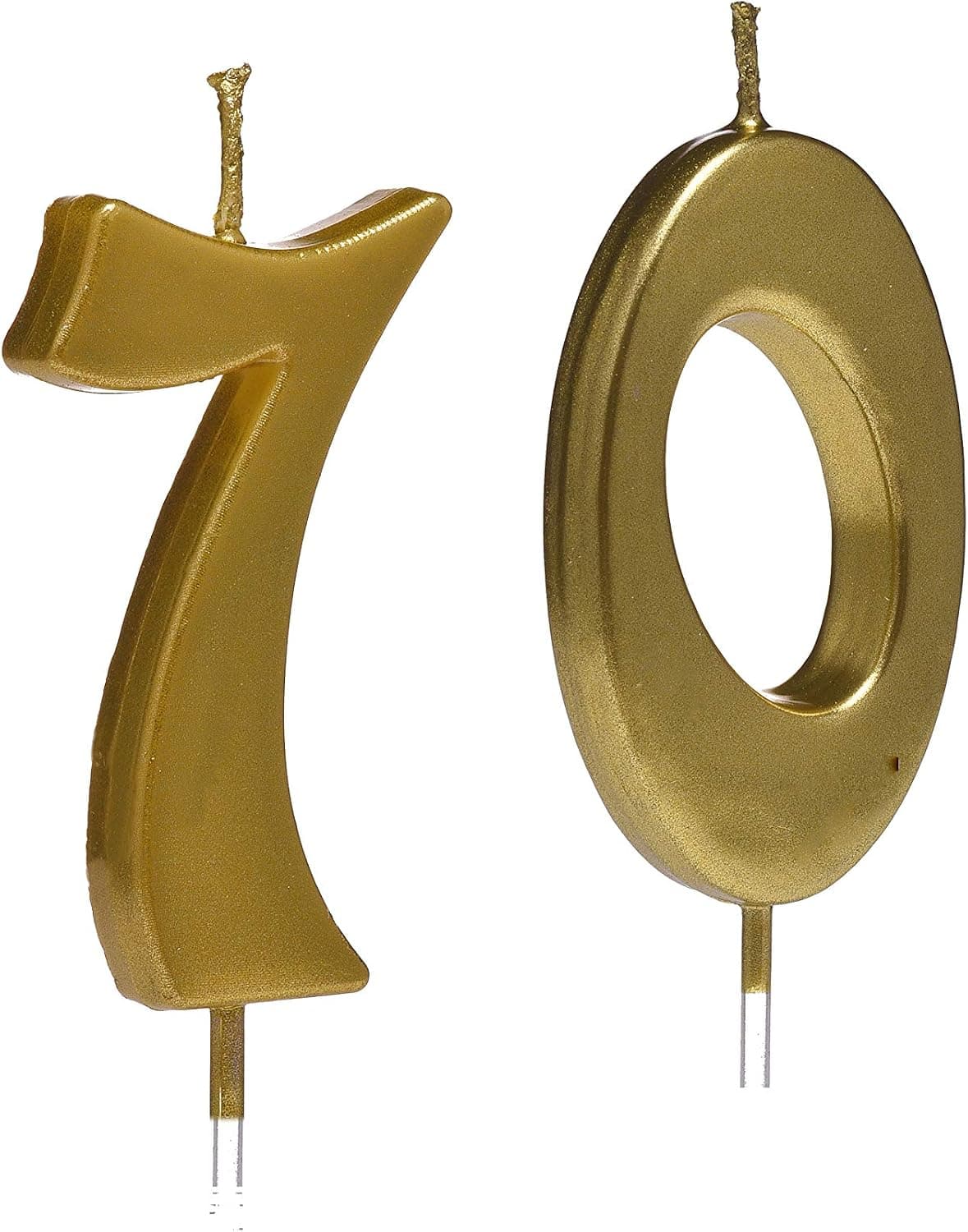 Qj-solar Glitter Gold 70th Birthday Candles,Number 70 Cake Topper for Party Decoration