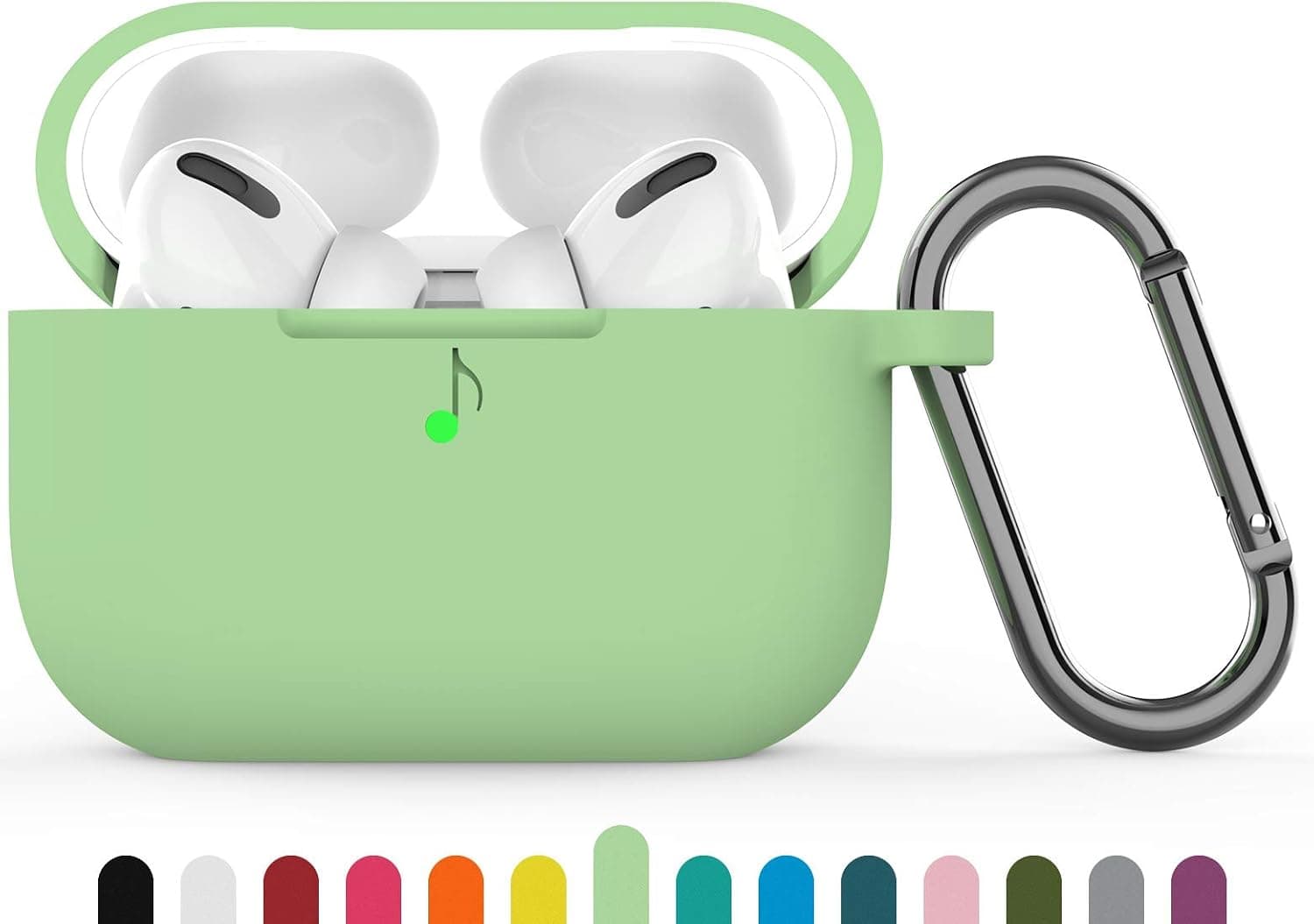 AirPods Pro Case, Dowsabel Silicone Skin Cover Shock-Absorbing Protective Case with Keychain Compatible with Apple Airpods Pro Charging Case [Front LED Visible] (Rainee)