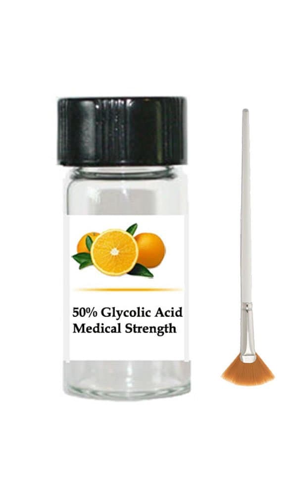 50% Glycolic Acid (Professional Medical Grade) Chemical Peel with Fan Brush Applicator - Age Spots,Lines,Wrinkles,Acne - LeWilnet