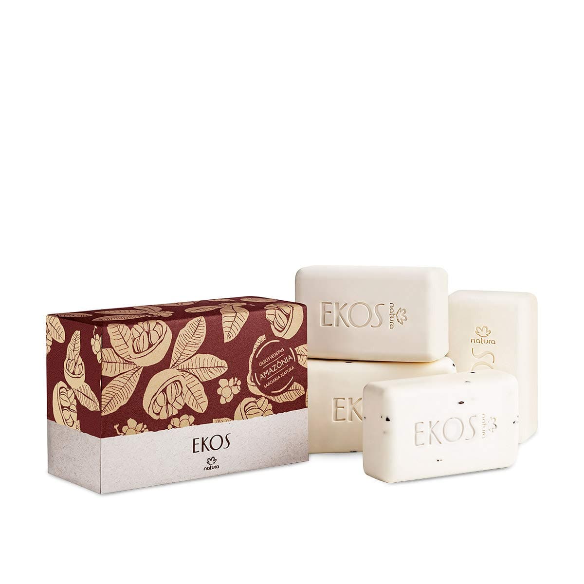 Natura - Linha Ekos (Castanha) - Sabonetes Cremosos e Esfoliantes 4 x 100 Gr - (Natura - Ekos (Brazilian Nut) Collection - Creamy Exfoliant Bar Soap (4 x Net 3.52 Oz))