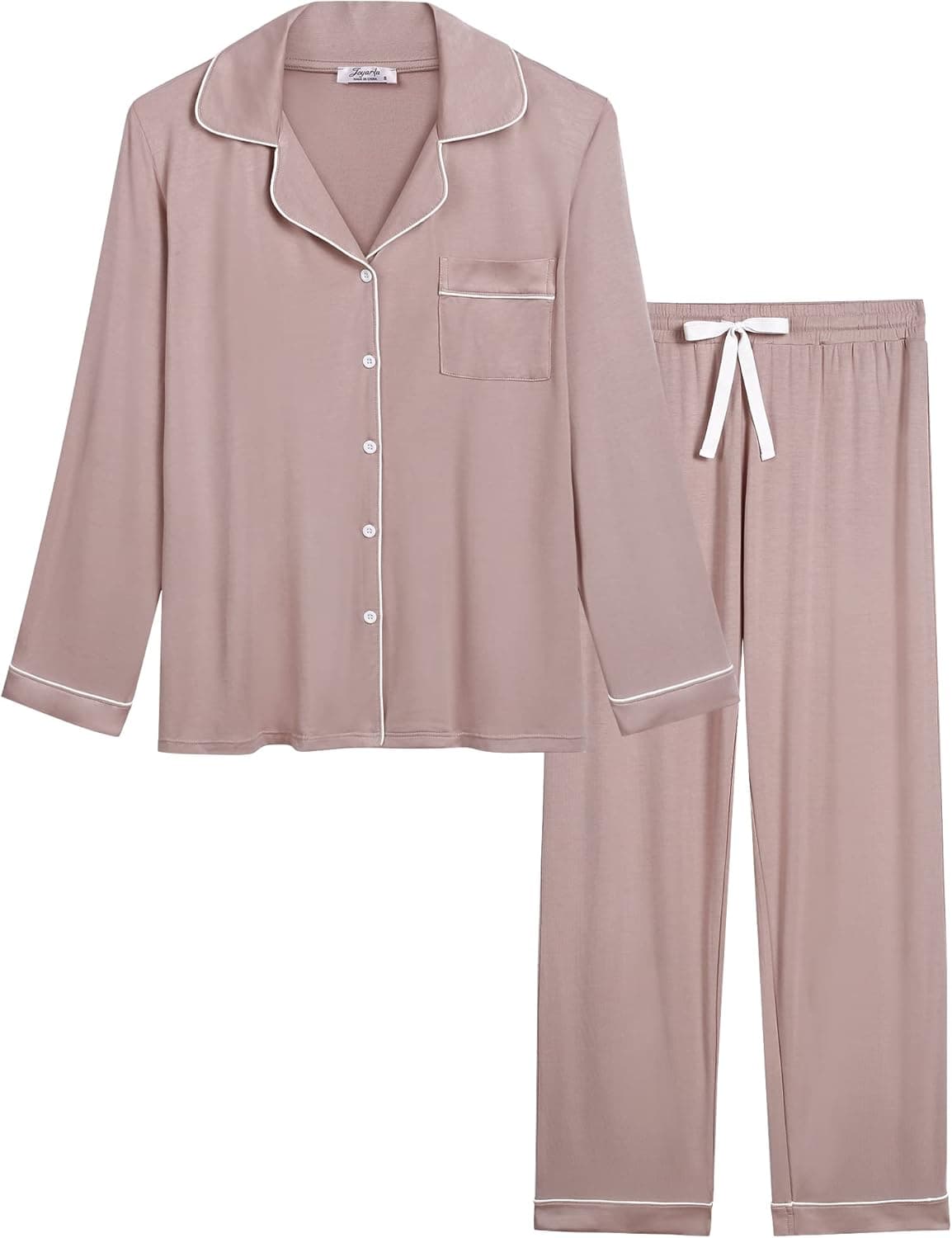 Joyaria Womens Soft Bamboo Pajama Sets Button Down Long Sleeve Pj Pants Set Sleepwear