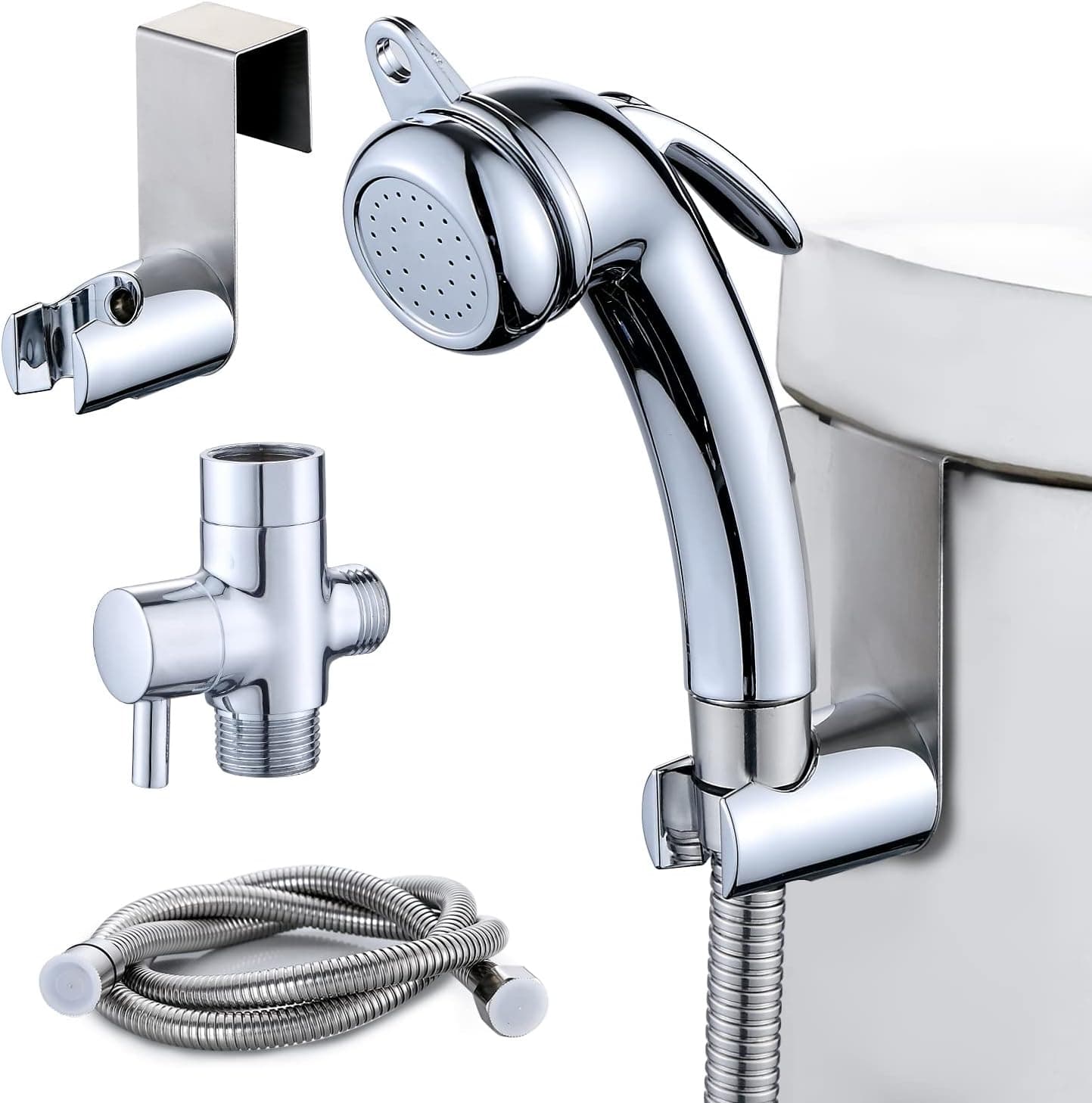 Handheld Bidet Sprayer Kit for Toilet, Zeromix Bathroom Toilet Bidet Attachment Set,Multi-Function for Baby Cloth Diaper Sprayer,Shattaf Sprayer,Pets Shower,Toilet or Wall Mounted