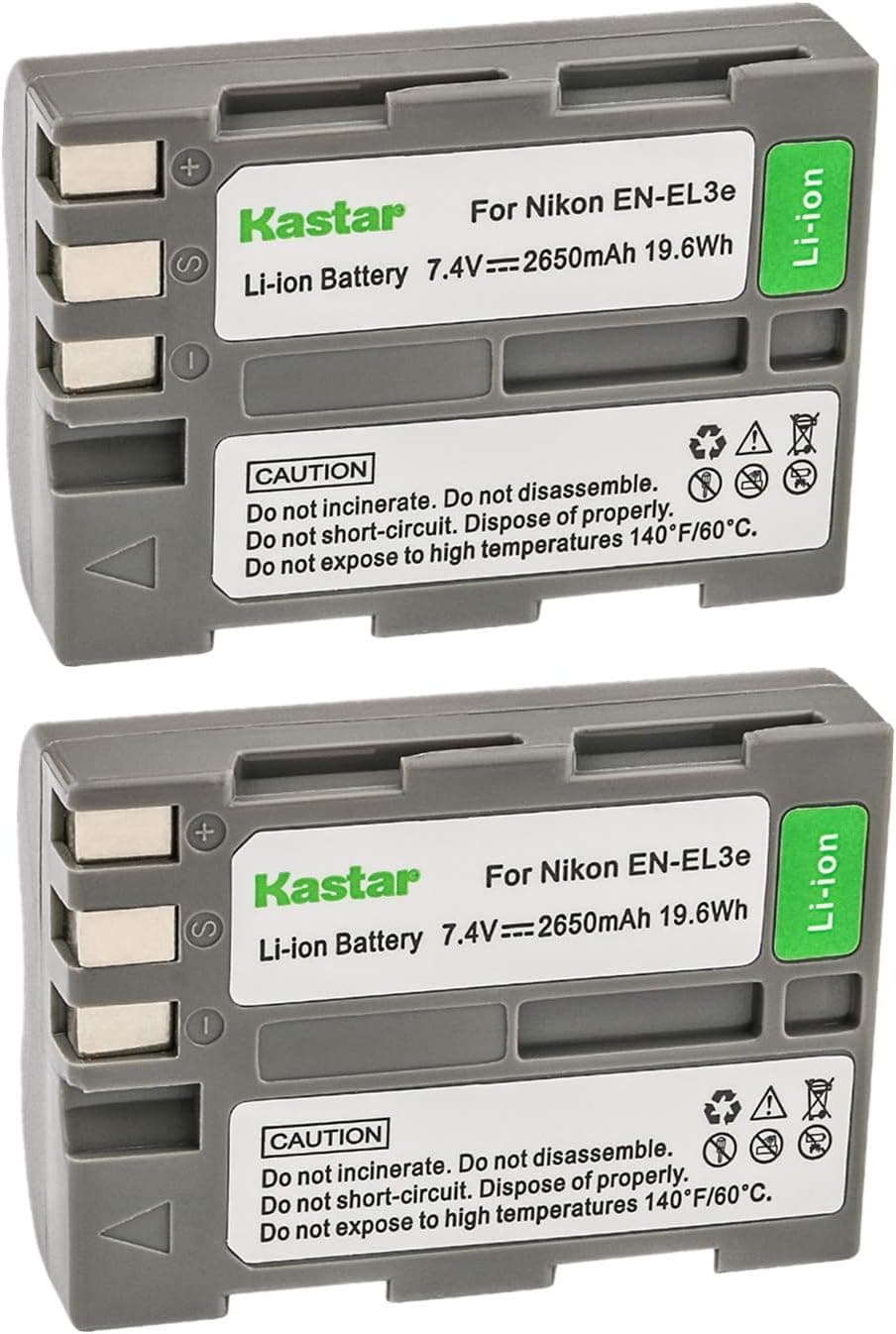 Kastar Battery (2-Pack) for Nik EN-EL3e, EN-EL3a, EN-EL3, MH-18, MH-18a Work with Nik D50, D70, D70s, D80, D90, D100, D200, D300, D300S, D700 Cameras and MB-D10, MB-D80 Grips