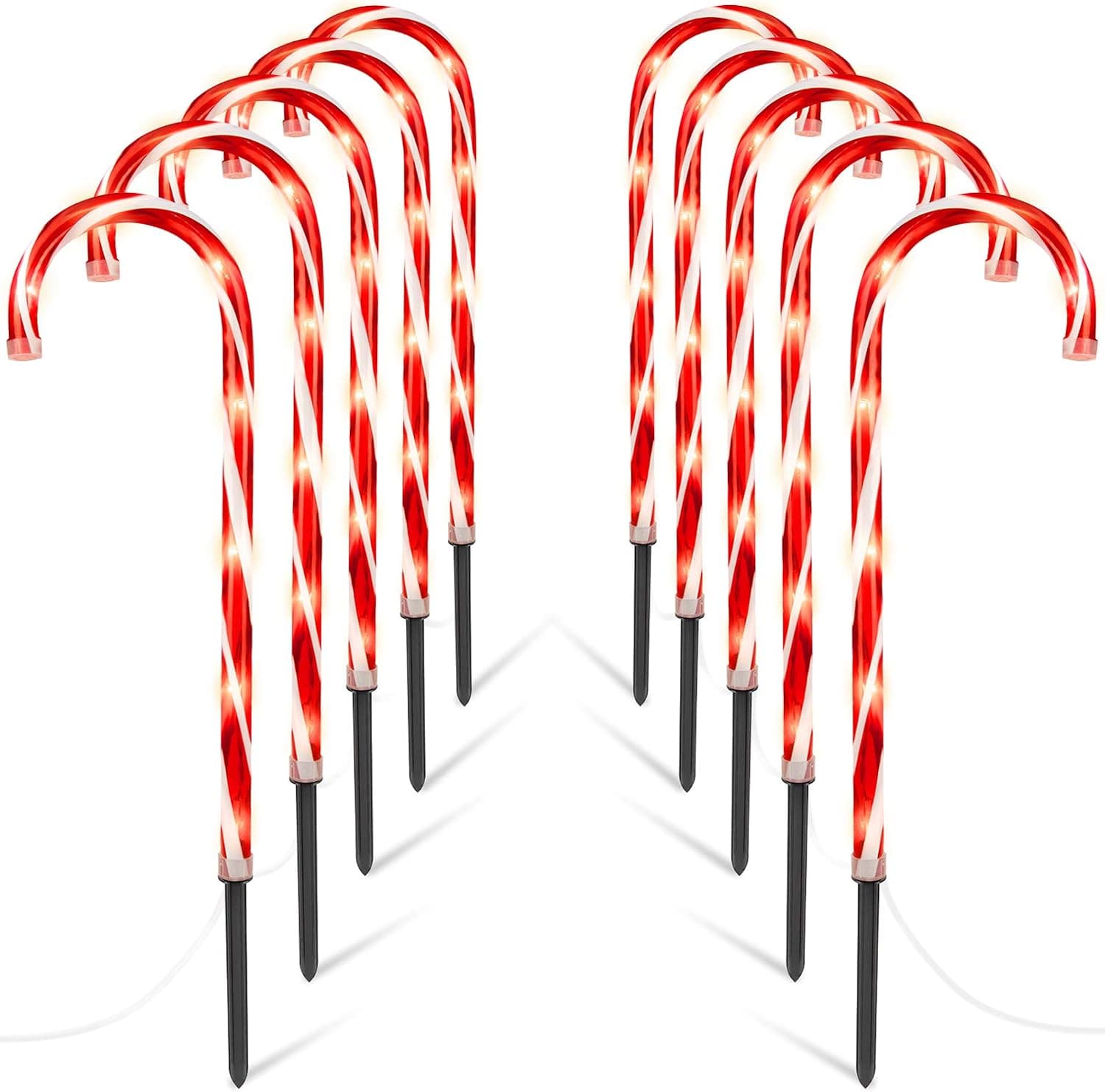 24.5" Candy Cane Lights with Stakes, 12 Packs Large Christmas Pathway Lights Outdoor, 8 Light Modes Candy Cane Pathway Markers Christmas Decorations for Yard Patio Garden Walkway Sidewalks