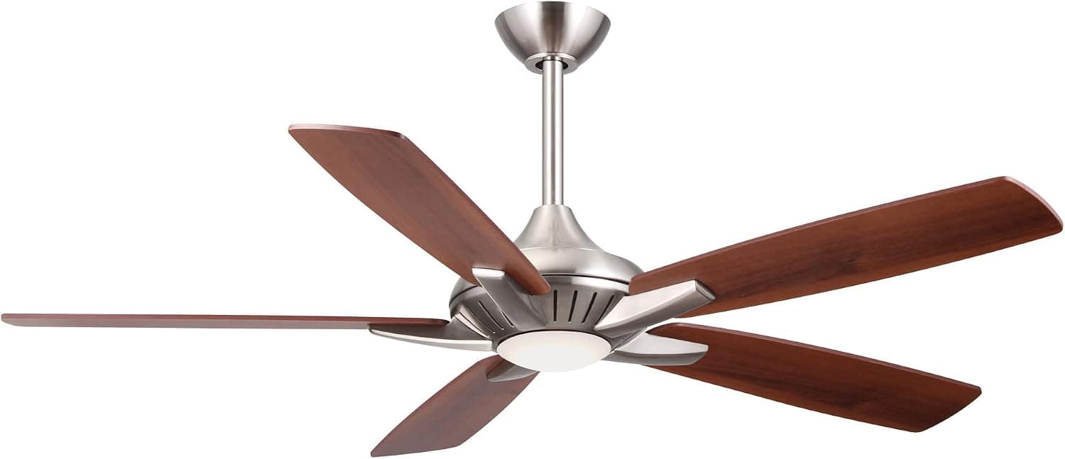 Minka-Aire F1000-BN Dyno 52 Inch Indoor Ceiling Fan with Integrated LED 16W Dimmable Light in Brushed Nickel Finish and Medium Maple/Dark Walnut Reversible Blades