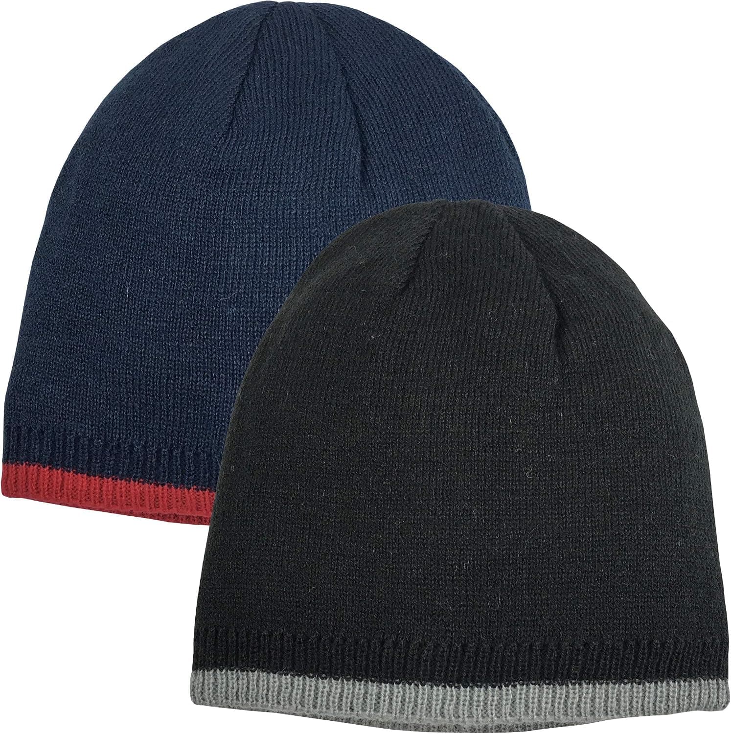 N'Ice Caps Baby Unisex Warm 2 Ply Knit Beanies with Poms - 2 Hat Pack