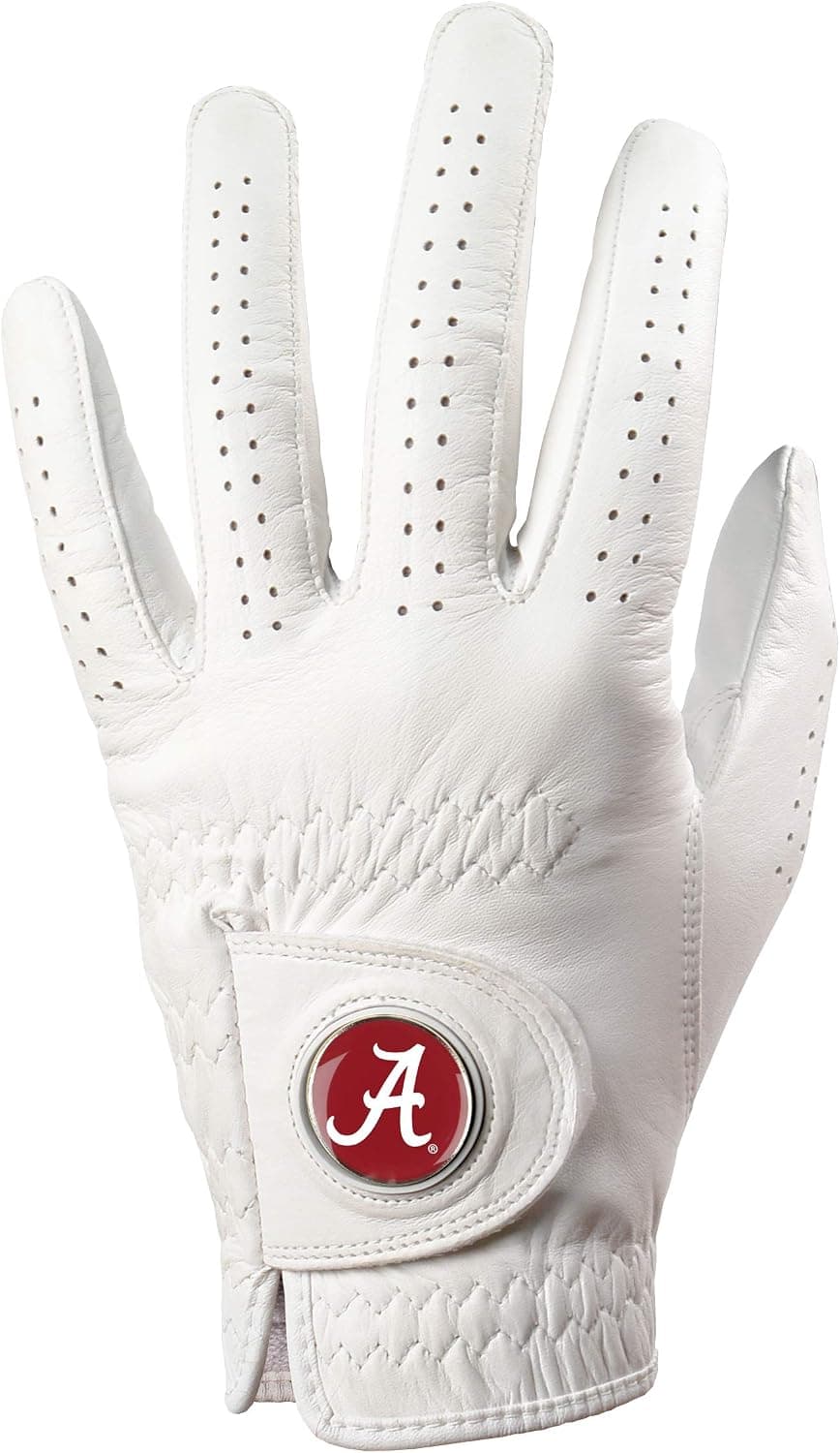 LinksWalker Collegiate Cabretta Leather Golf Glove with Magnetic Ball Marker