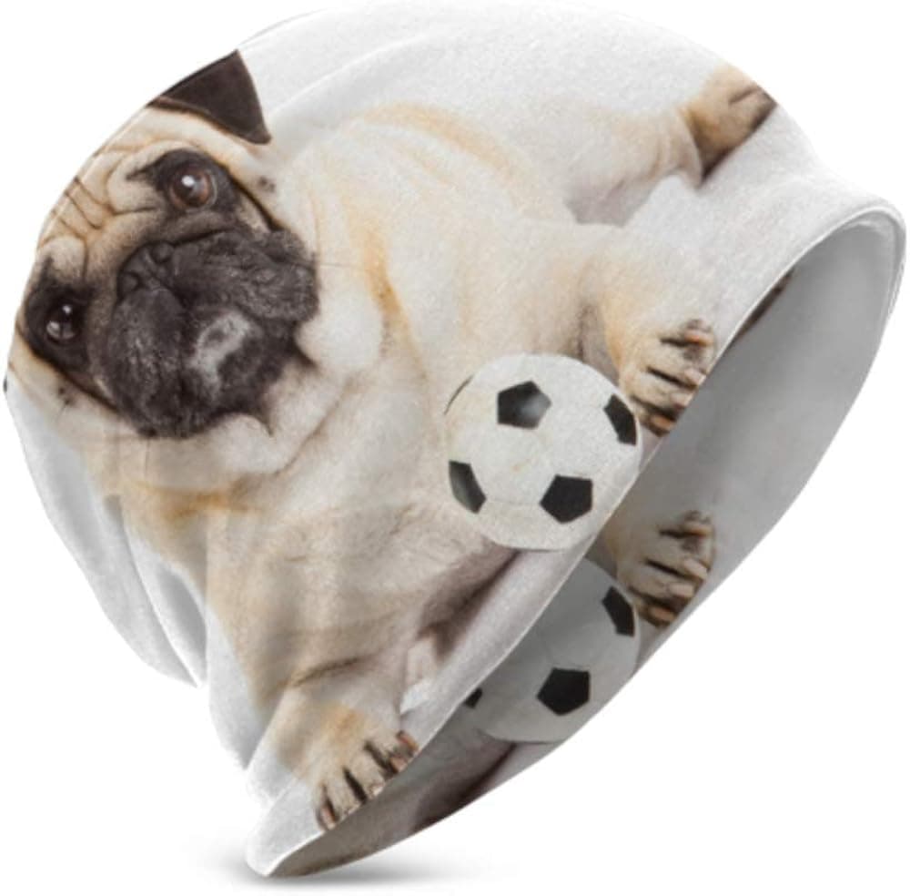 Unisex Beanie Hat Warm and Cozy Pug Dog Isolated On White 3D Kids Fashion Beanie Caps Suitable for Children Aged 3-15