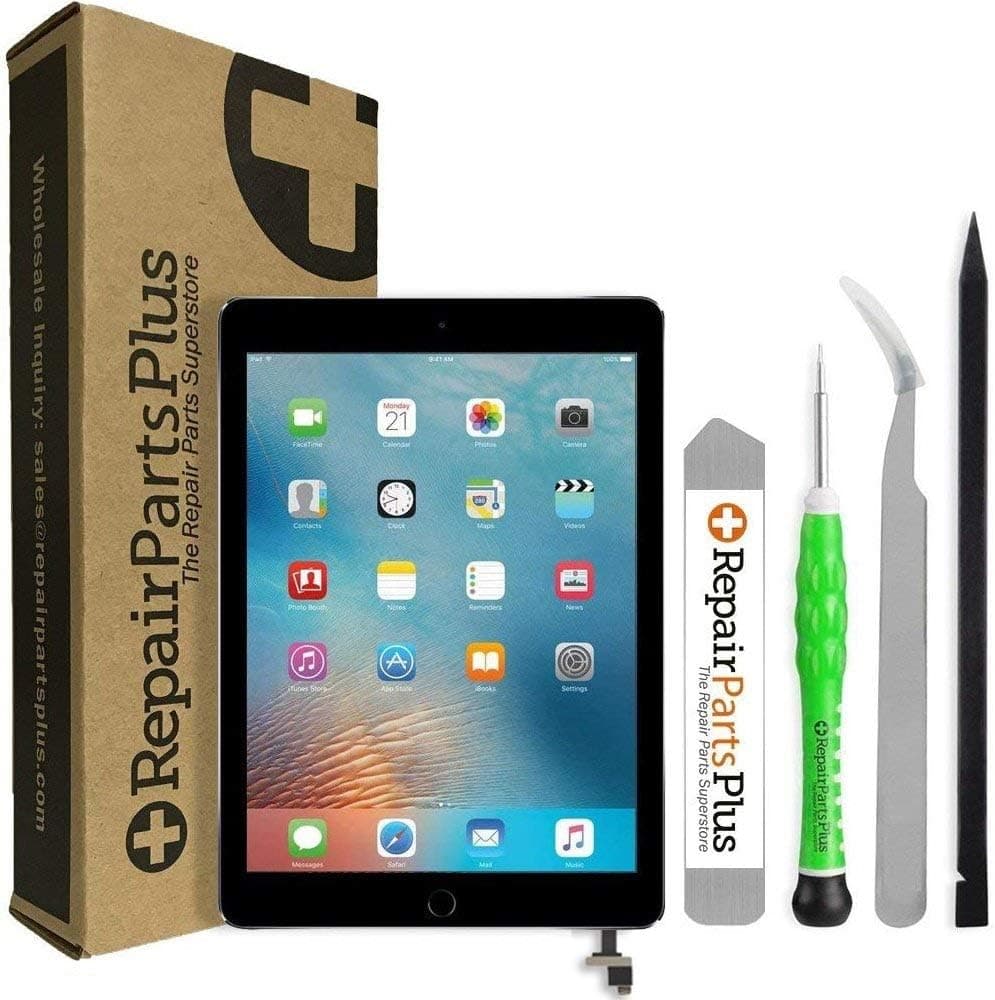 Repair Parts Plus for iPad Mini 1 (1st Gen) Screen Replacement LCD and Glass Touch Digitizer Premium Kit (9.7", A1432 | A1454 | A1455) + Home Button, Tools, Adhesive - Black
