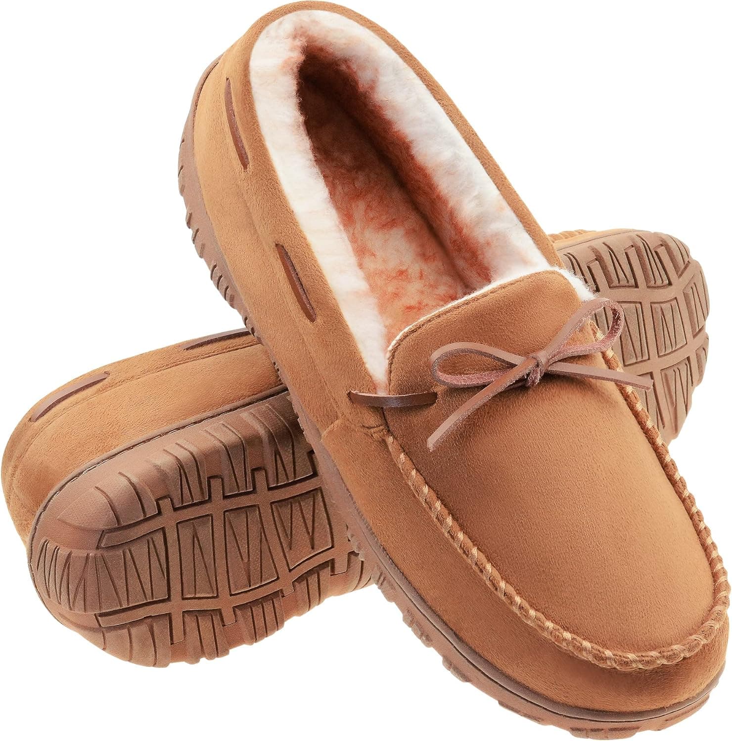 FLYFUPPY Men's Slippers Indoor Outdoor Slip On House Shoes, Plush Warm Lining Memory Foam Bedroom Slippers for Men