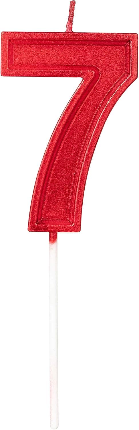 2.76in Birthday Candles Glitter Cake Red Number 7 Candles Topper Decoration for Wedding Anniversary,Kids and Adults Party Celebration (RED Number 7)