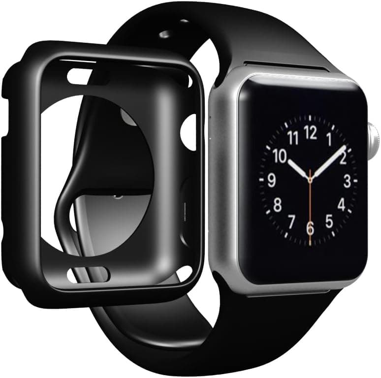 Apple Watch Case 38mm, LUVVITT [Clarity] Full Body Clear Soft Flexible TPU Case with Tempered Screen Protector for Apple Watch - 38m Black