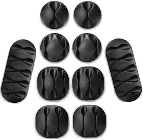 Geekinstyle Cable Clips, Cable Organizer, Cord Management, Wire Management System, Adhesive Cable Clips10 Pieces (Black)