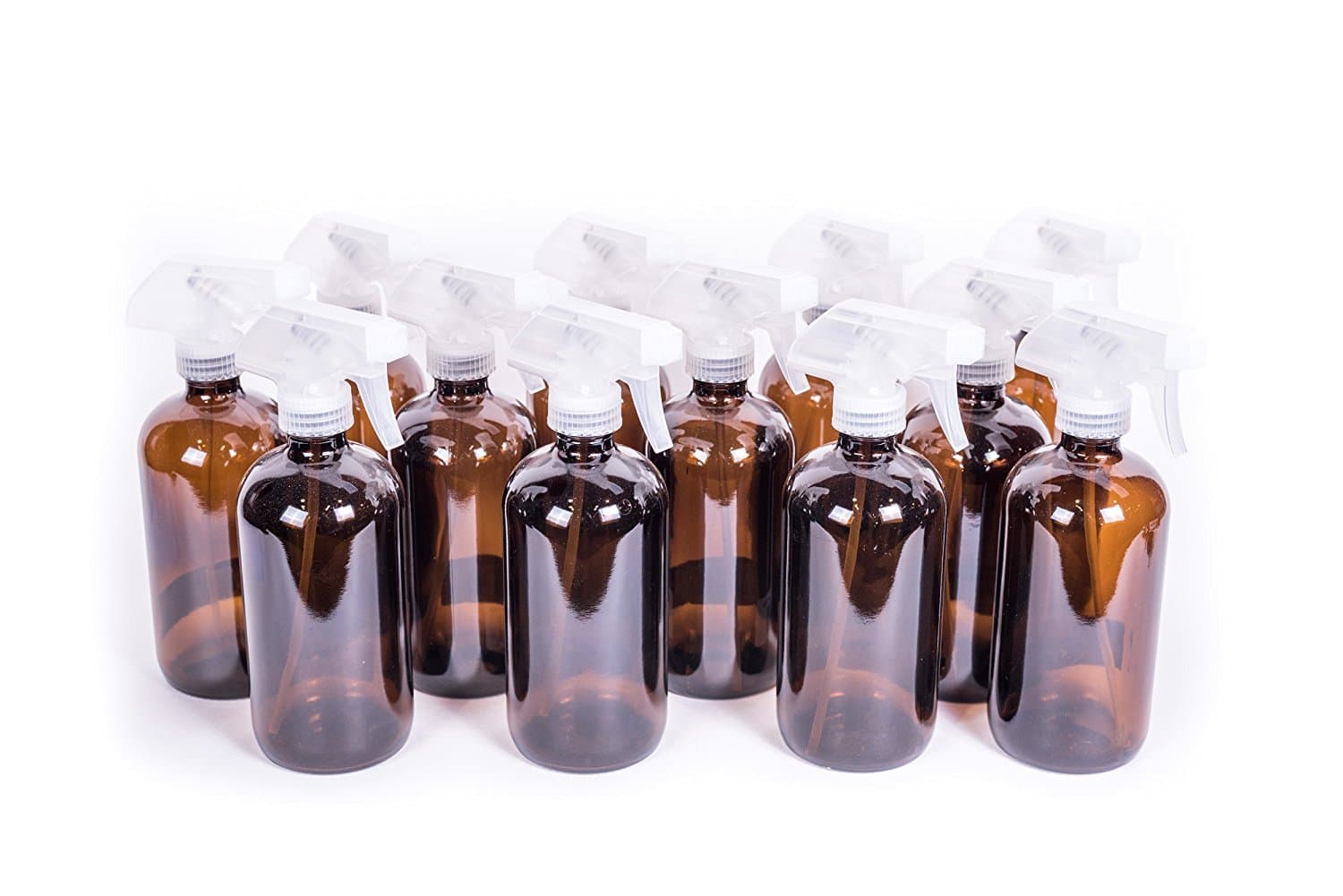 My Oil Gear 16 oz Amber Glass Bottle with Trigger Sprayer for Essential Oils (12-Pack)