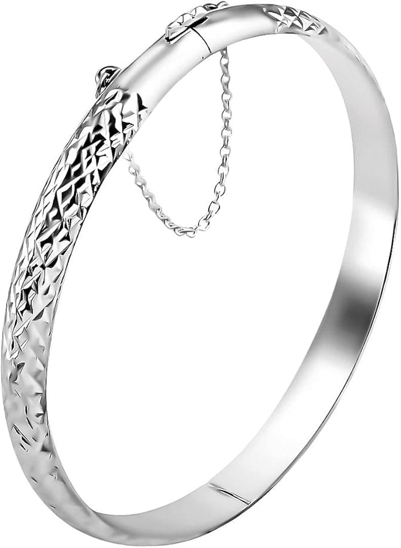Shop LC 925 Sterling Silver Bracelets For Women Diamond Cut Bangles 7.5"