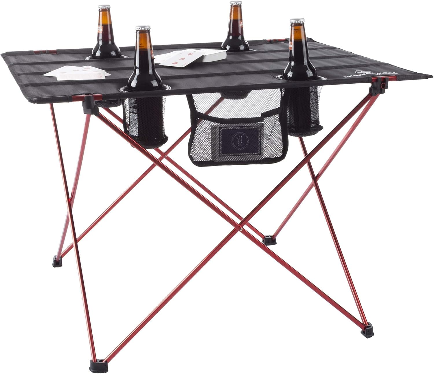 Wakeman Camp Table-Outdoor Folding Table with 4 Cupholders and Carrying Bag-for Camping, Hiking, Beach, Picnic, Sporting Events, and More Outdoors