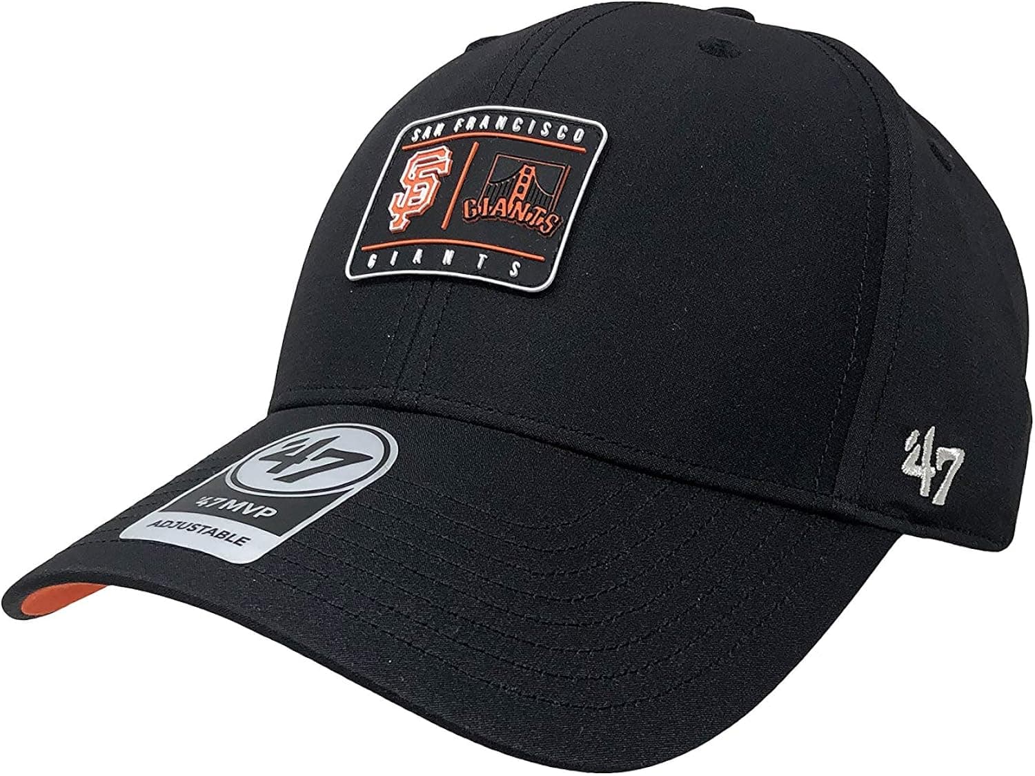'47 San Francisco Giants Clean Up Hat Adjustable Curve Brim Cap (One Size, Black Silicone Patch)