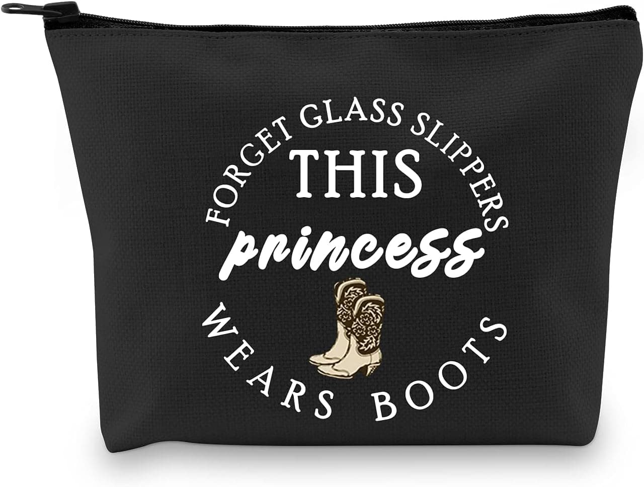 G2TUP Cowgirl Cosmetic Bag Western Cowgirl Gifts Portable Storage Zipper Pouch Forget Glass Slippers This Princess Wears Boots (Cowgirl makeup)