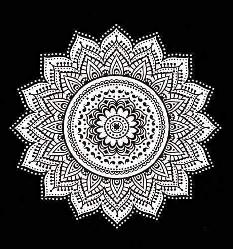 ANOKHIART Black and White New Ombre Large Queen Mandala Tapestry Wall Hanging Indian Cotton Bedspread Blanket Beach Towel Wall Art Hippie Bohemian Wall Decor Tapestries