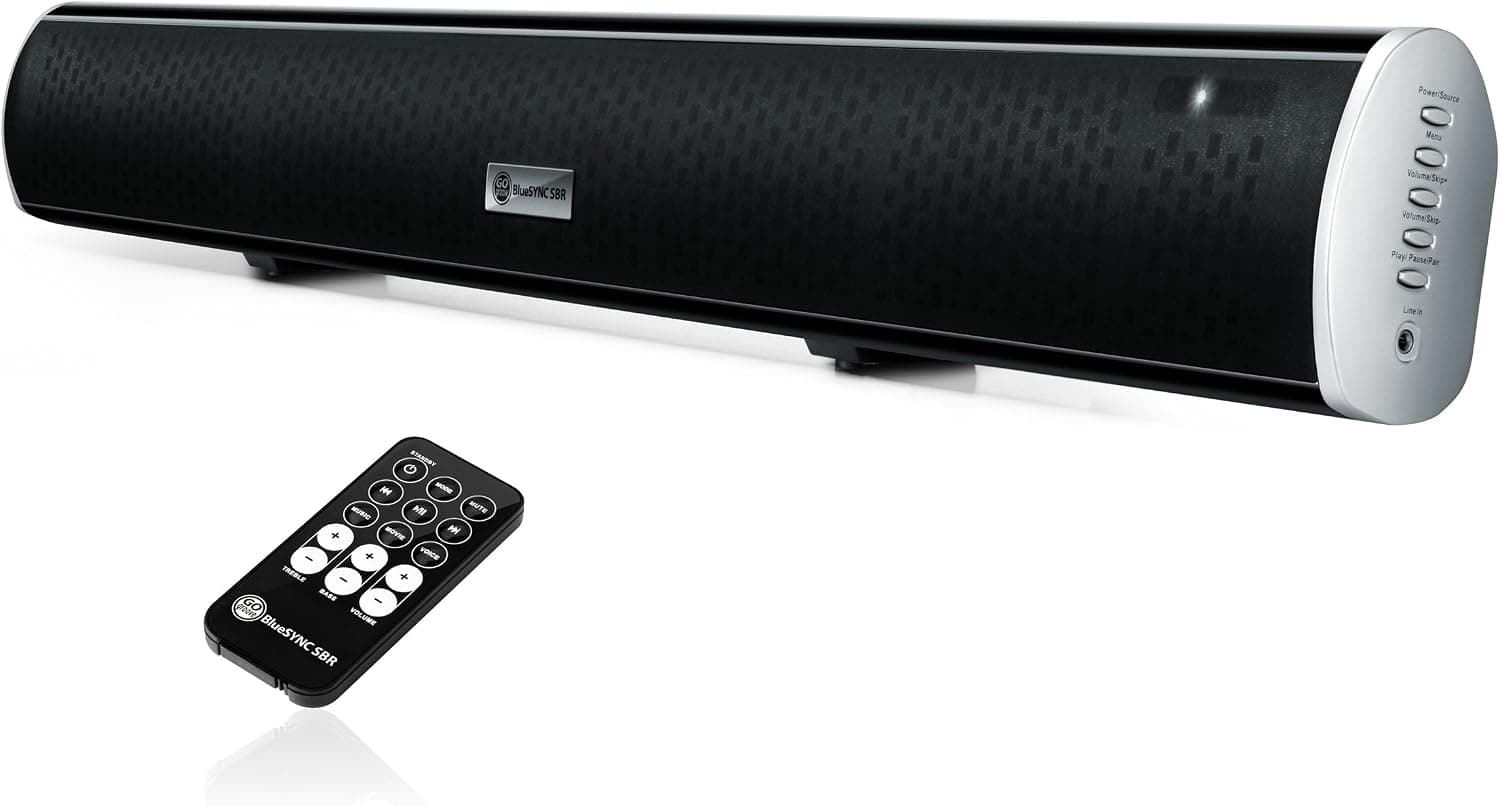 GOgroove TV Sound Bar Wireless Bluetooth Speaker - BlueSYNC SBR Home Theater 2.1 Soundbar with 4 Audio Inputs (Optical, AUX, RCA, Bluetooth), Built-in EQ, Wall Mounting Kit - 31-Inch Sound Bar for TV