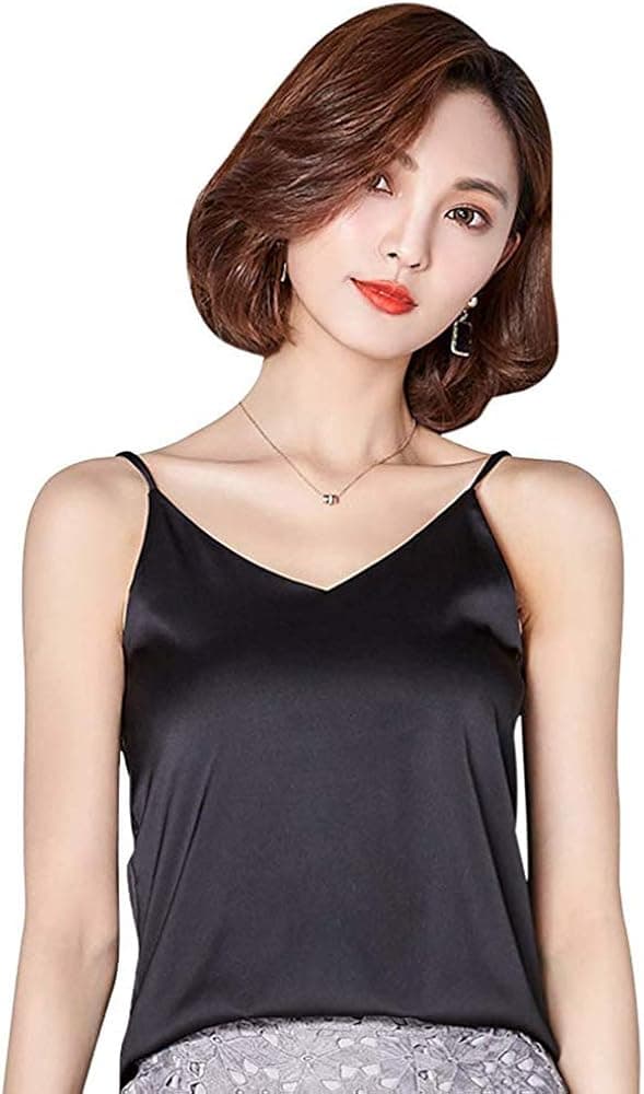 RYGBBP Classic Women's Simple Silk Lace Top Lady Sleeveless Satin Blouse Tops Female Silk Camisole Tank Tops