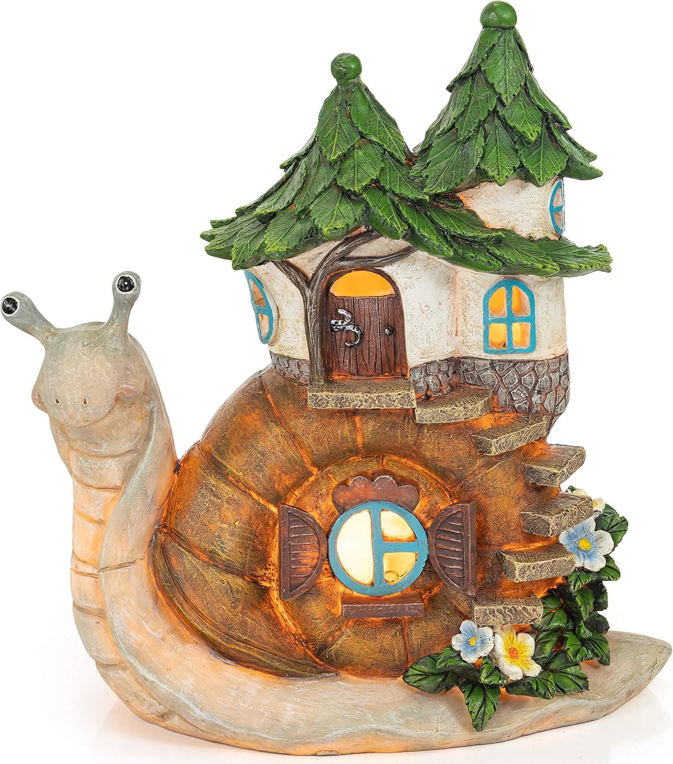VP Home Charming Snail Cottage Solar Light for Home and Outdoor Decor, Snail Cottage Solar Powered Flickering LED Garden Light Cottage Backyard Halloween Decoration