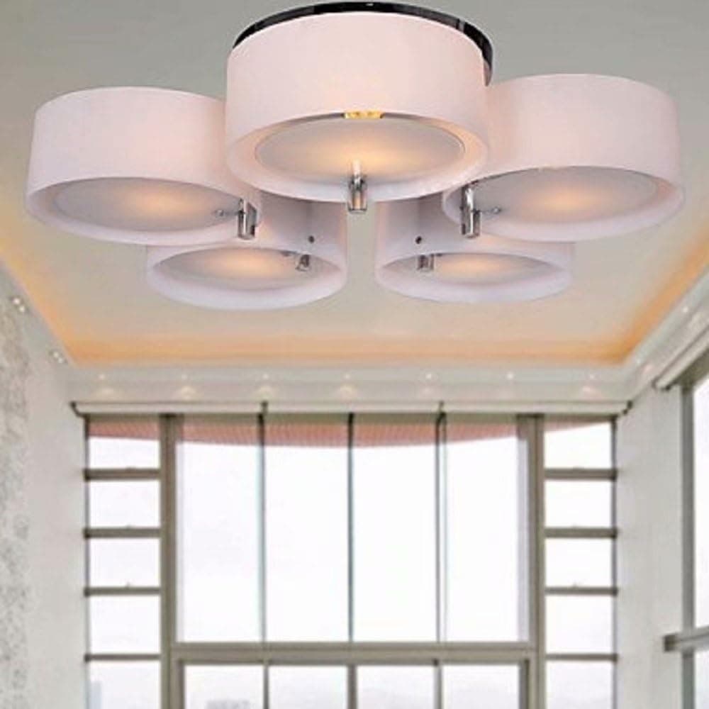 LOCO Modern Acrylic Chandelier with 5 lights Flush Mount Ceiling Light Fixture (Chrome Finish) for Study Room/Office, Bedroom, Living Room