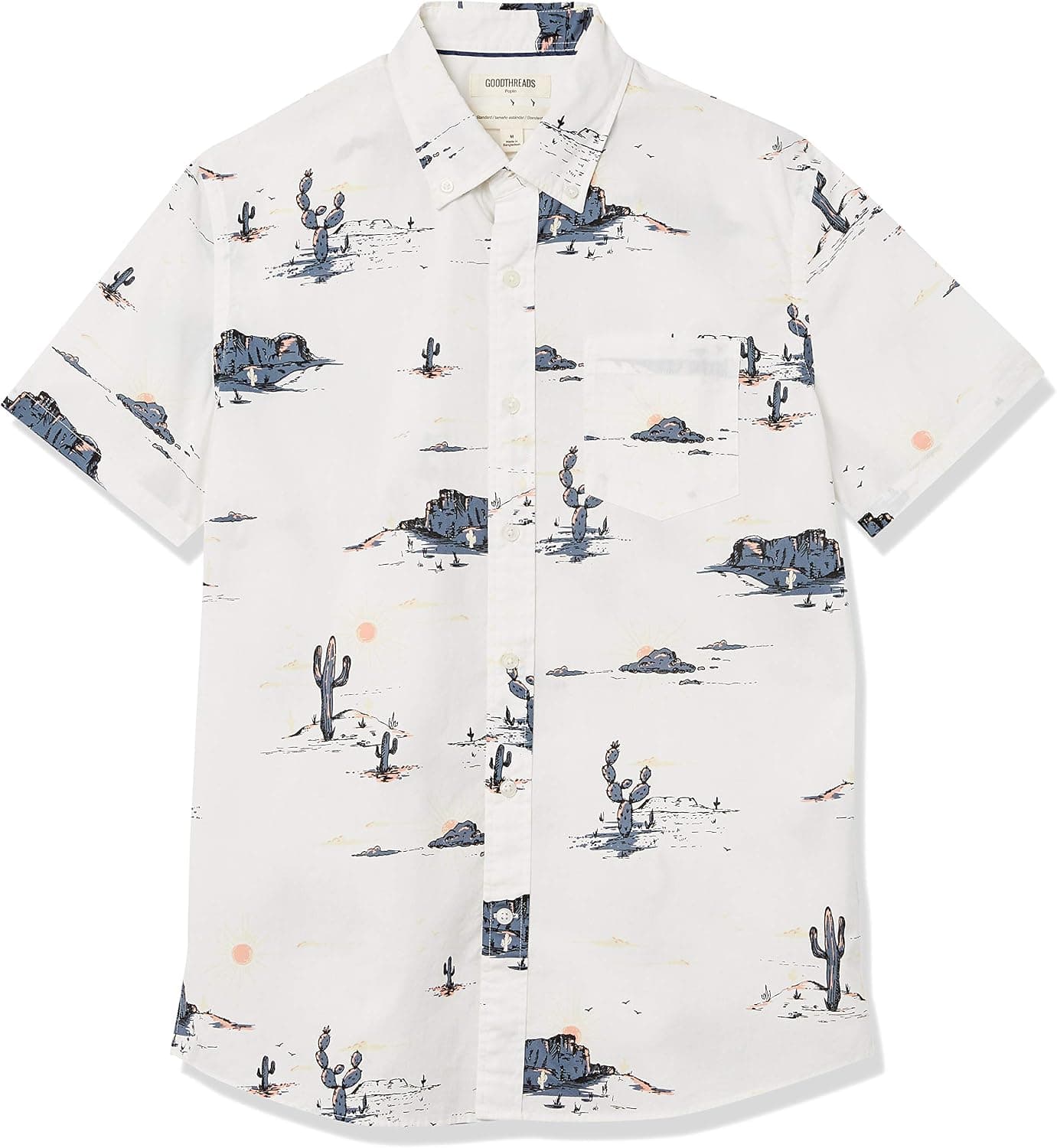 Goodthreads Men's Standard-Fit Short-Sleeve Printed Poplin Shirt