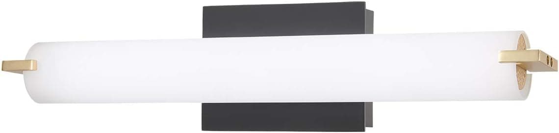 GEORGE KOVACS P5044-CL/HG-L Tube LED Bath Light in Coal/Honey Gold, 20 Watts, 92CRI, 3000K CCT, 1344 Lumens, Dimmable