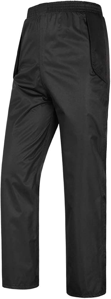 iCreek Rain Pant Waterproof and Anti-Storm for Unisex Outdoor with pockek, S, Black