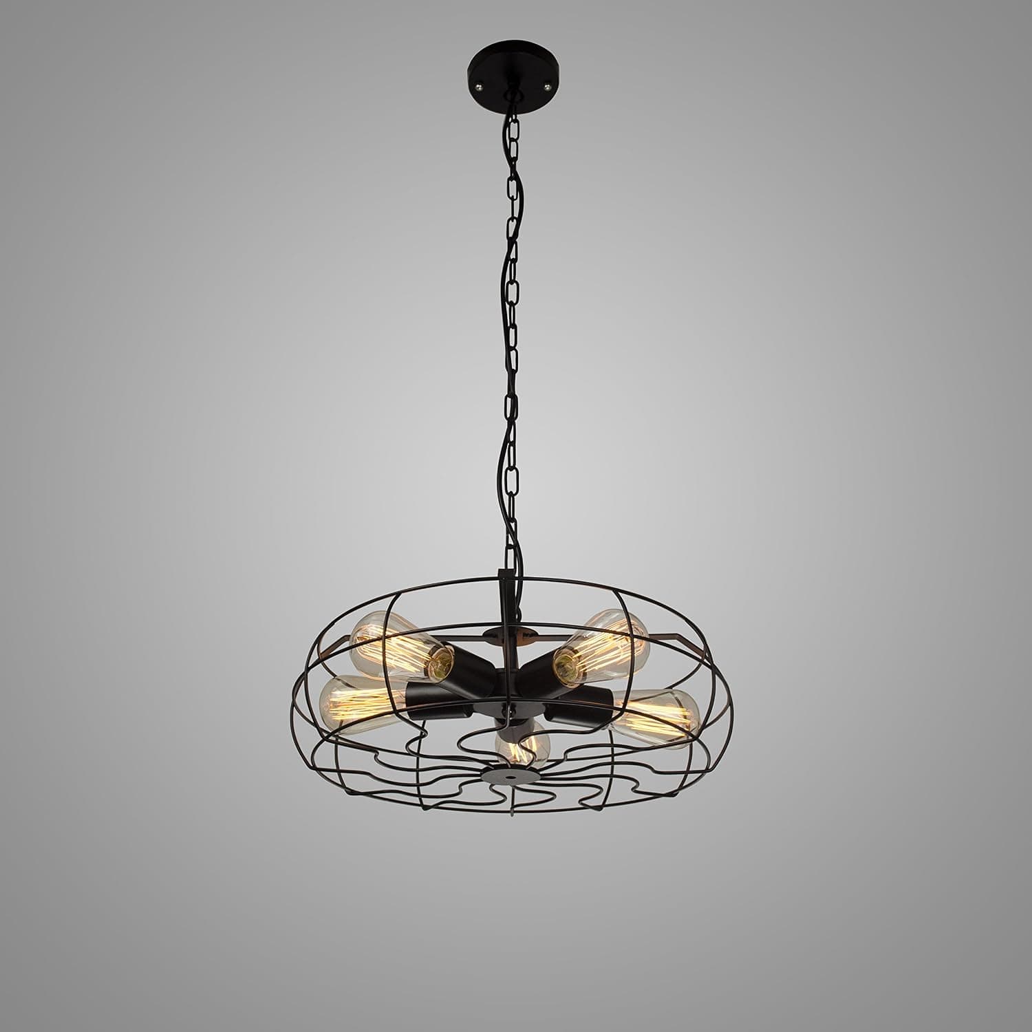 Electro_BP Vintage Style Barn Metal Art Hanging Ceiling Chandelier Max 300W with 5 Lights Painted Finish