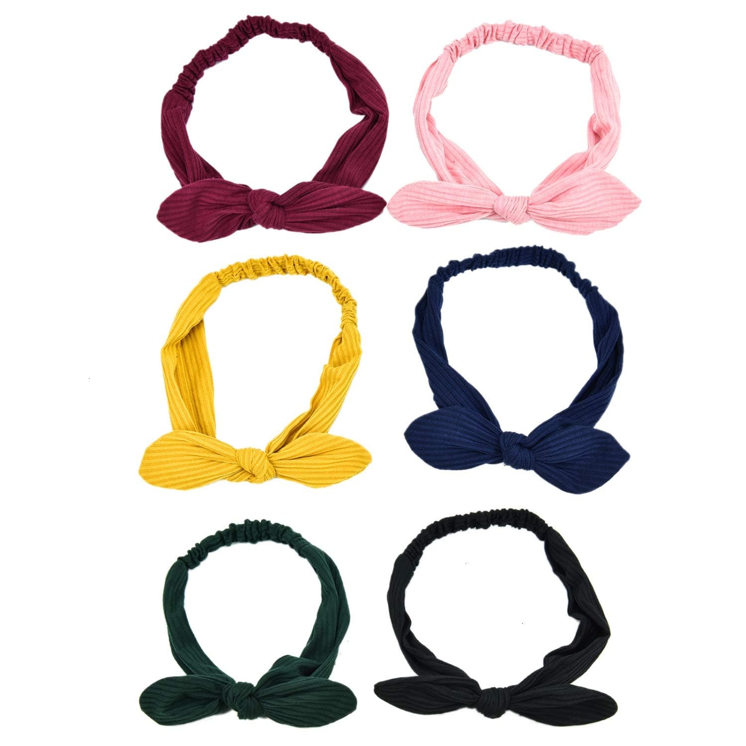 JETEHO 6Pcs Bow Headbands Cute Headwraps Fabric Bow Hair Band Accessories for Women