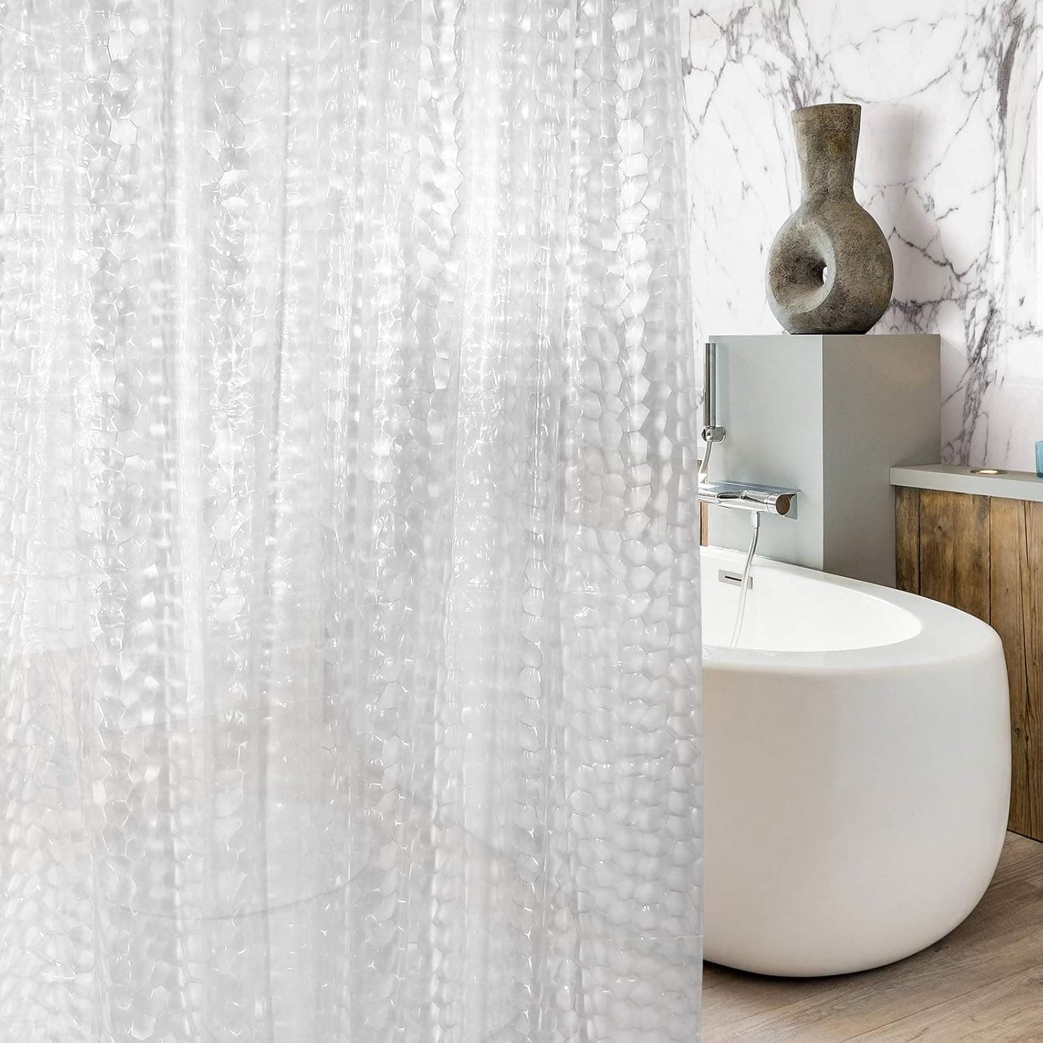 Unbrands Waterproof Shower Curtain Liner EVA Thick Shower Curtain No Smell Stain Resistant Shower Liner for Shower Stall, Bathtubs, Hooks (180mm180mm)