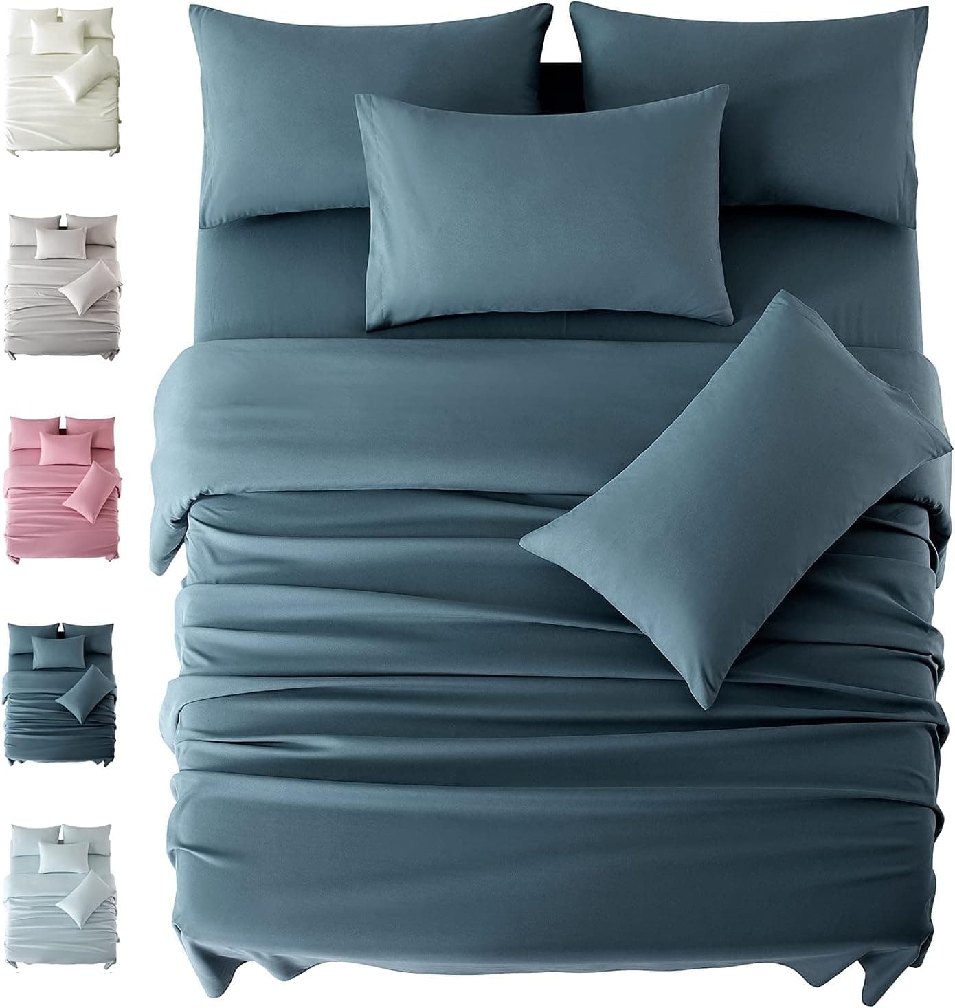 SiinvdaBZX 4 Piece Twin Bed Sheet Set, 1800 Thread Count Brushed Microfiber Bedding Sheets, 15" Deep Pockets Sheets Set with 2 Envelope Closure Pillowcases, Easy Care (Teal)