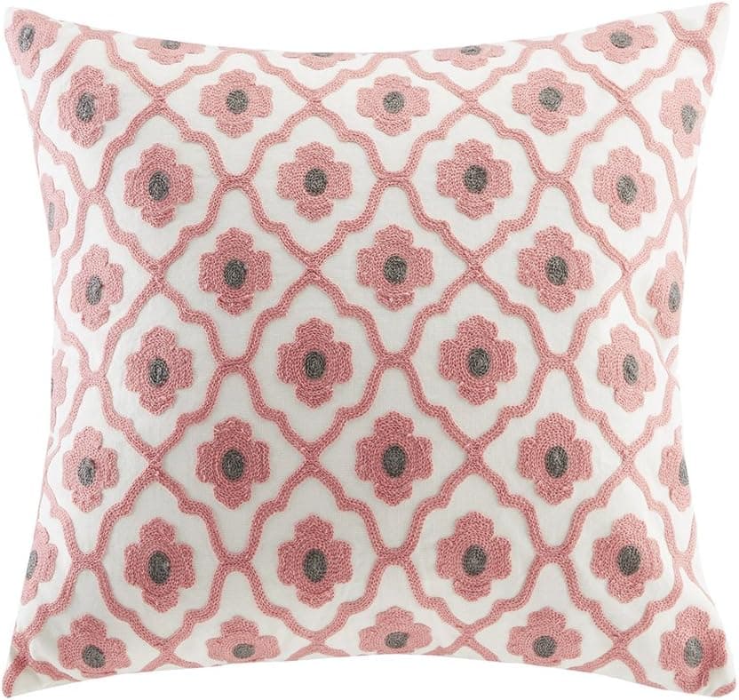Echo Design Sterling Cotton Accent Throw Pillow , Global Inspired Square Fashion Decorative Pillow , 18X18 , Beige