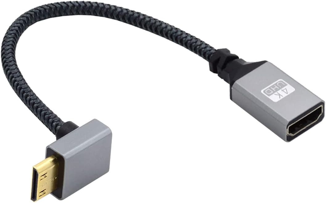 CY 90 Degree Up Right Angled Mini HDMI Male to HDMI Female Adapter Cable Black 10cm