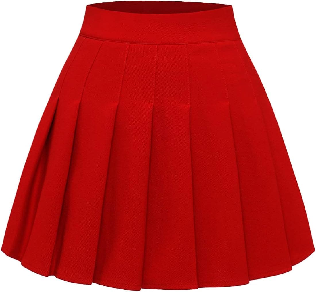 Timormode Women’s Pleated Skirt Mini Skater Basic Skirt School Cheerleader