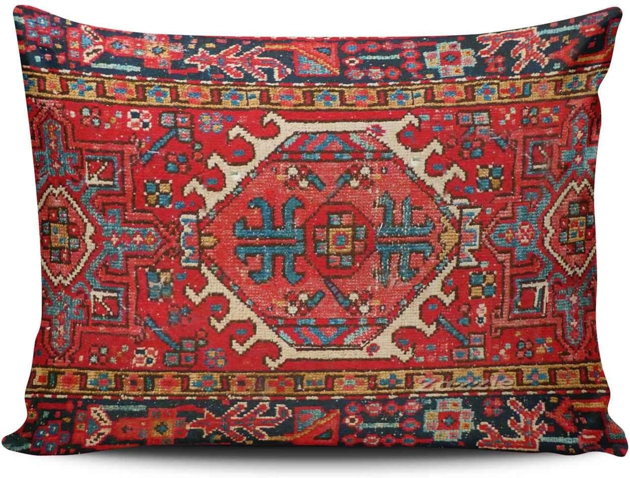 Hoooottle Custom Beauty Design Colorful Antique Oriental Turkish Carpet Boudoir Pillowcase Rectangle Zippered One Side Printed 12x20 Inches Throw Pillow Case Cushion Cover
