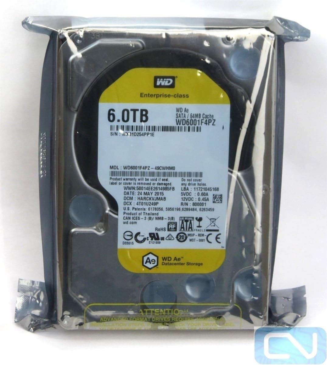 WD Ae 6TB Hard Drive for Backup Storage - 3.5" HD, SATA 6 Gbps, 64MB Cache - WD6001F4PZ