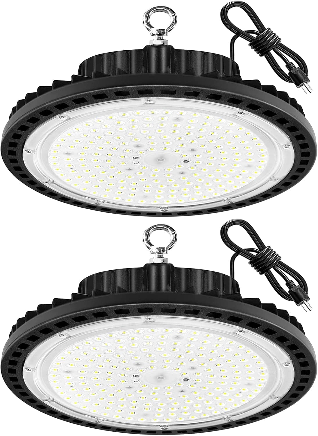 KIWIVIC 2Pack UFO LED High Bay Light - 5000K Daylight LED Shop Light Fixture 5ft Cable (UL Listed) 150W 21000LM (140LM/W) with US Plug [450W MH/HPS Equiv.]