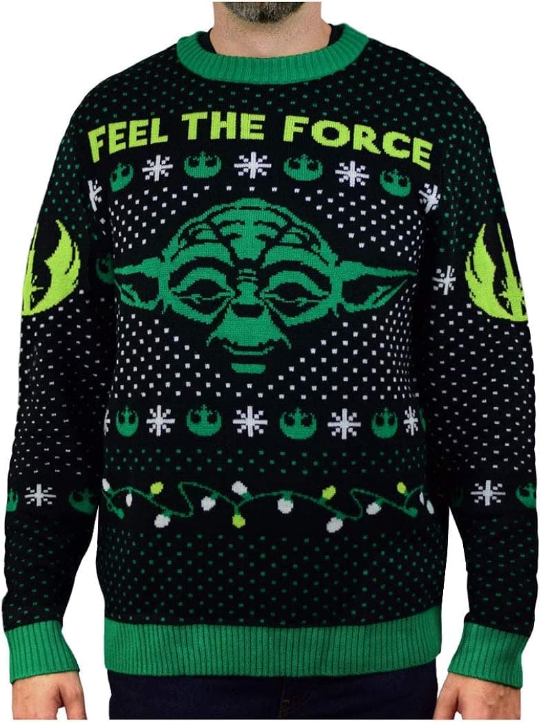 Star Wars Sweater Jedi Yoda Ugly Christmas Sweater Men Women Holiday Sweater X-Large Multicolor