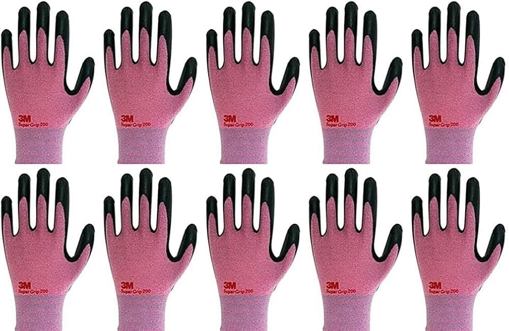 3M KOR Nitrile Foam Coated Work Gloves for Woman - Safety Nylon Gloves - Breathable Thin Grip Machine Washable 10 Pairs (Small)