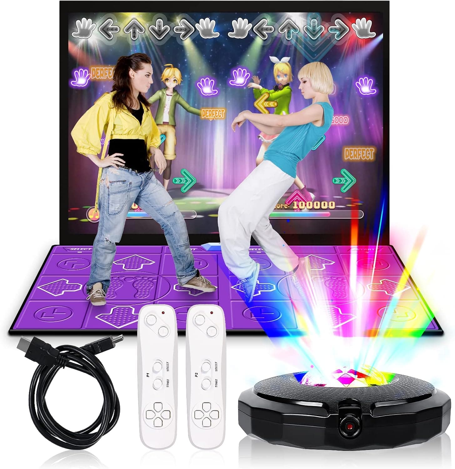Inkuen Dance mat Games for tv,Musical Electronic Dance mat,Double User Wireless Dance mat with HD Camera Game Multi-Function Rechargeable Host and Remote Controller , Gift for Boys & Girls