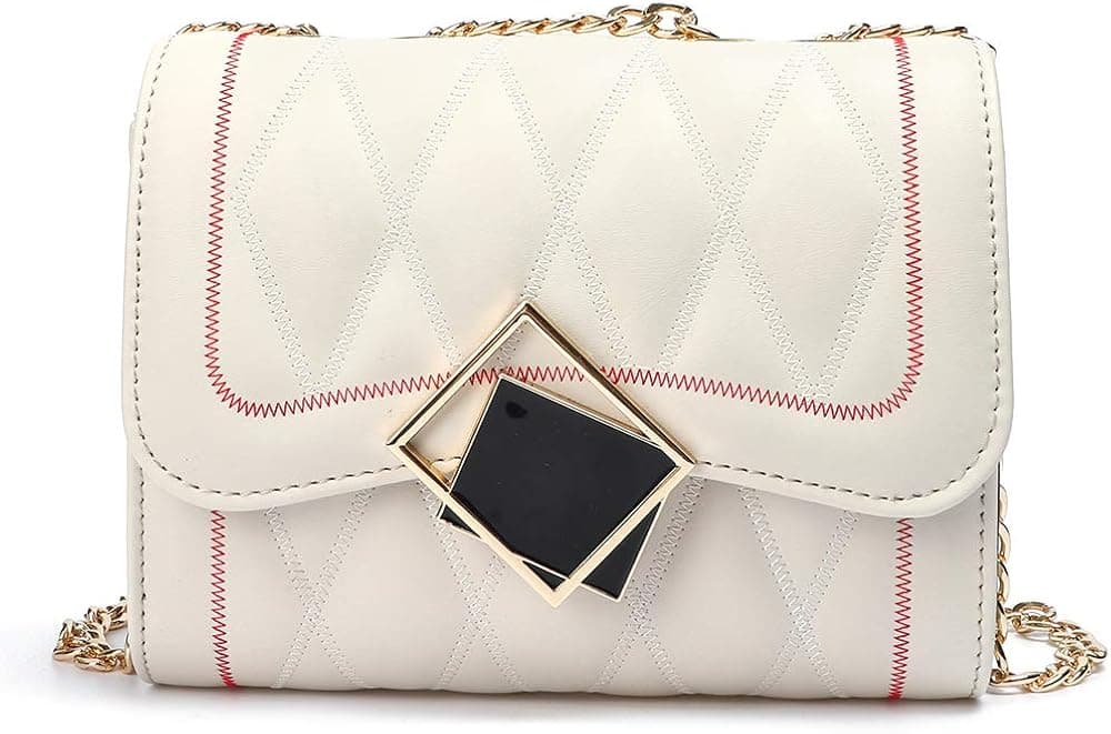 MICKORS Women Quilted Crossbody Bag with Chain Strap and Flap Top Purse Shoulder Handbags