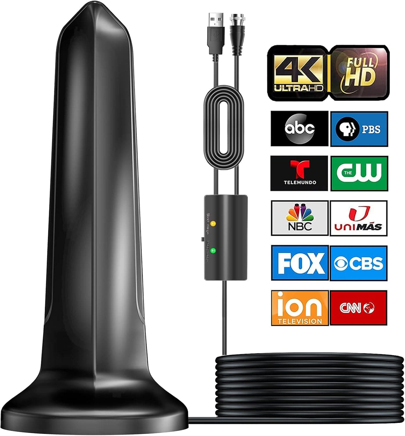 2023 Upgraded TV Antenna Smart Digital HD Indoor Amplifier 480+ Miles Range - Outdoor Signal Booster for Local Channel - Premium Aerial Support 8K 4K HDTV 1080p Fire Stick All TVs -18ft Cable