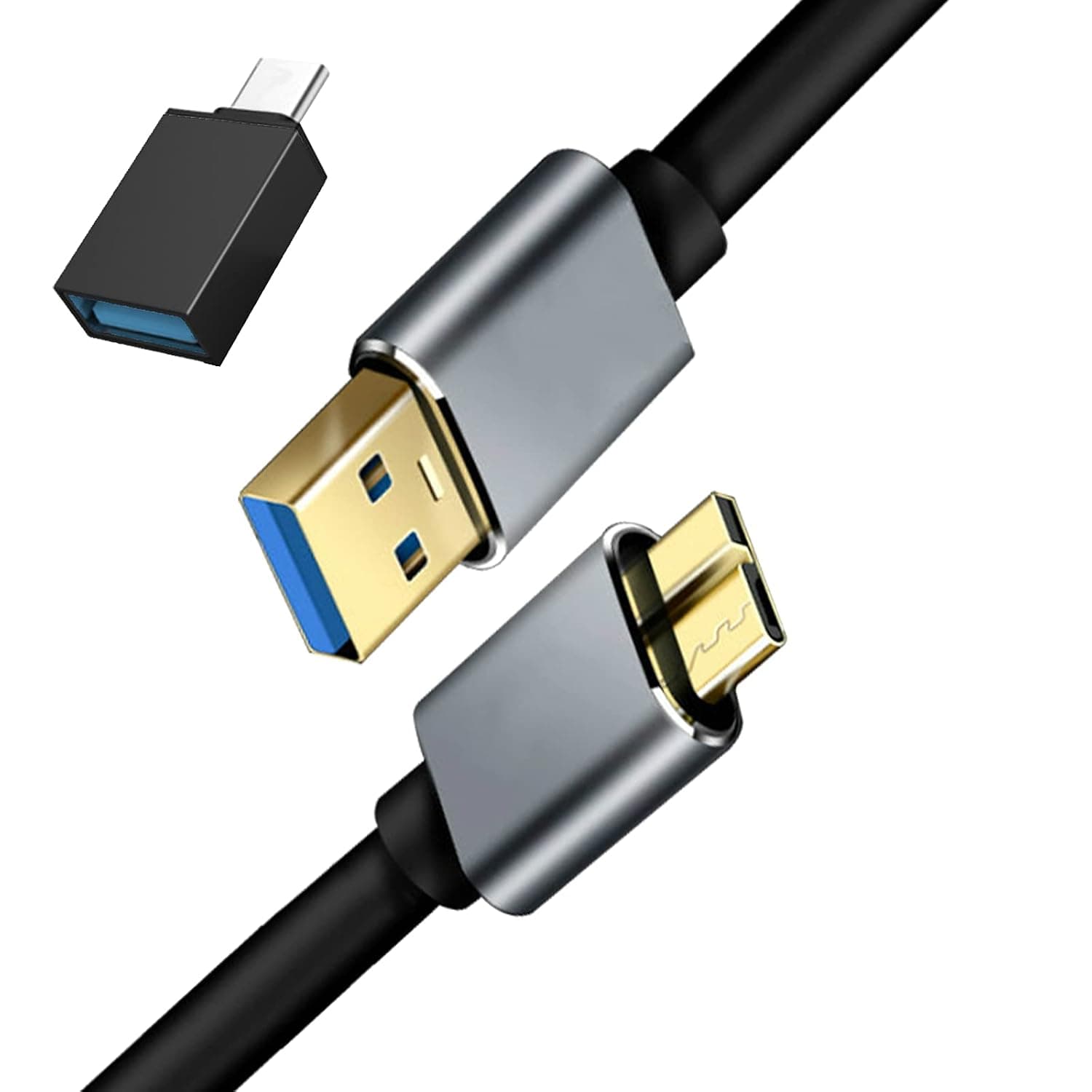USB 3.0 Micro Cable, USB A to Micro B 3.0 Cable [1.5Ft] Fast Sync Cord Charging Cable for Samsung S5 Note 3 External Hard Drive Cable Compatible with Toshiba, Seagate, WD Hard Drive and More