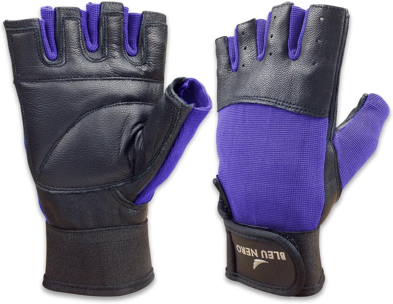 Blue Nero Genuine Leather Gloves Workout Cycling Exercise Lifting Fitness Gym