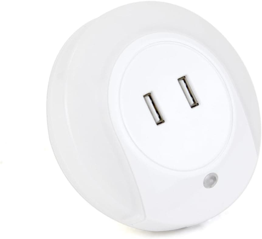Strongrr LED Auto Night Light Dusk to Dawn with Dual USB Charging Ports Simultaneously